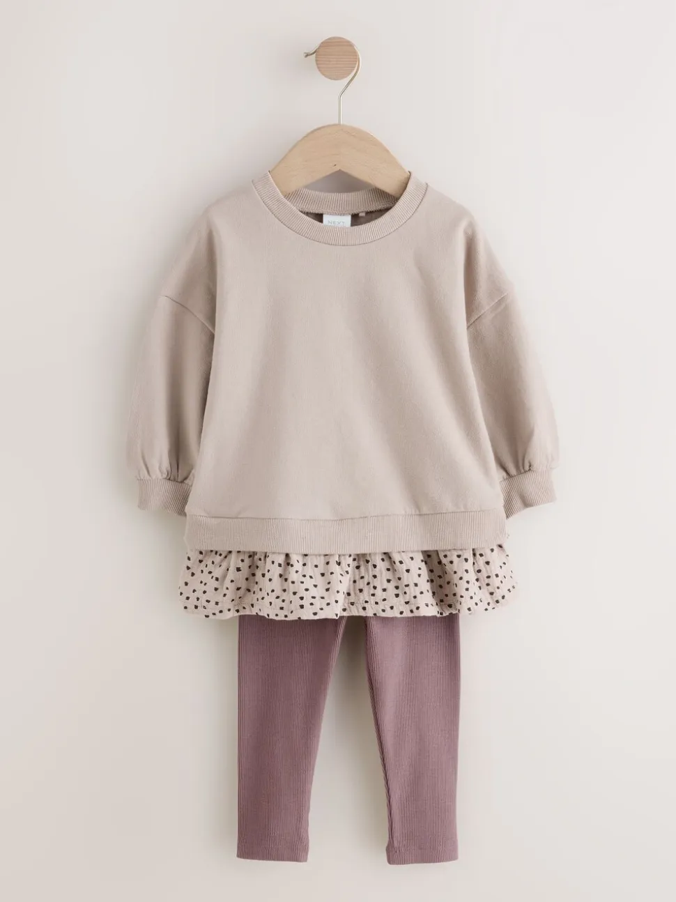 Naturel bruin - Set met top met lange mouwen en legging (3 mnd-7 jr)