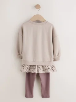 Naturel bruin - Set met top met lange mouwen en legging (3 mnd-7 jr)