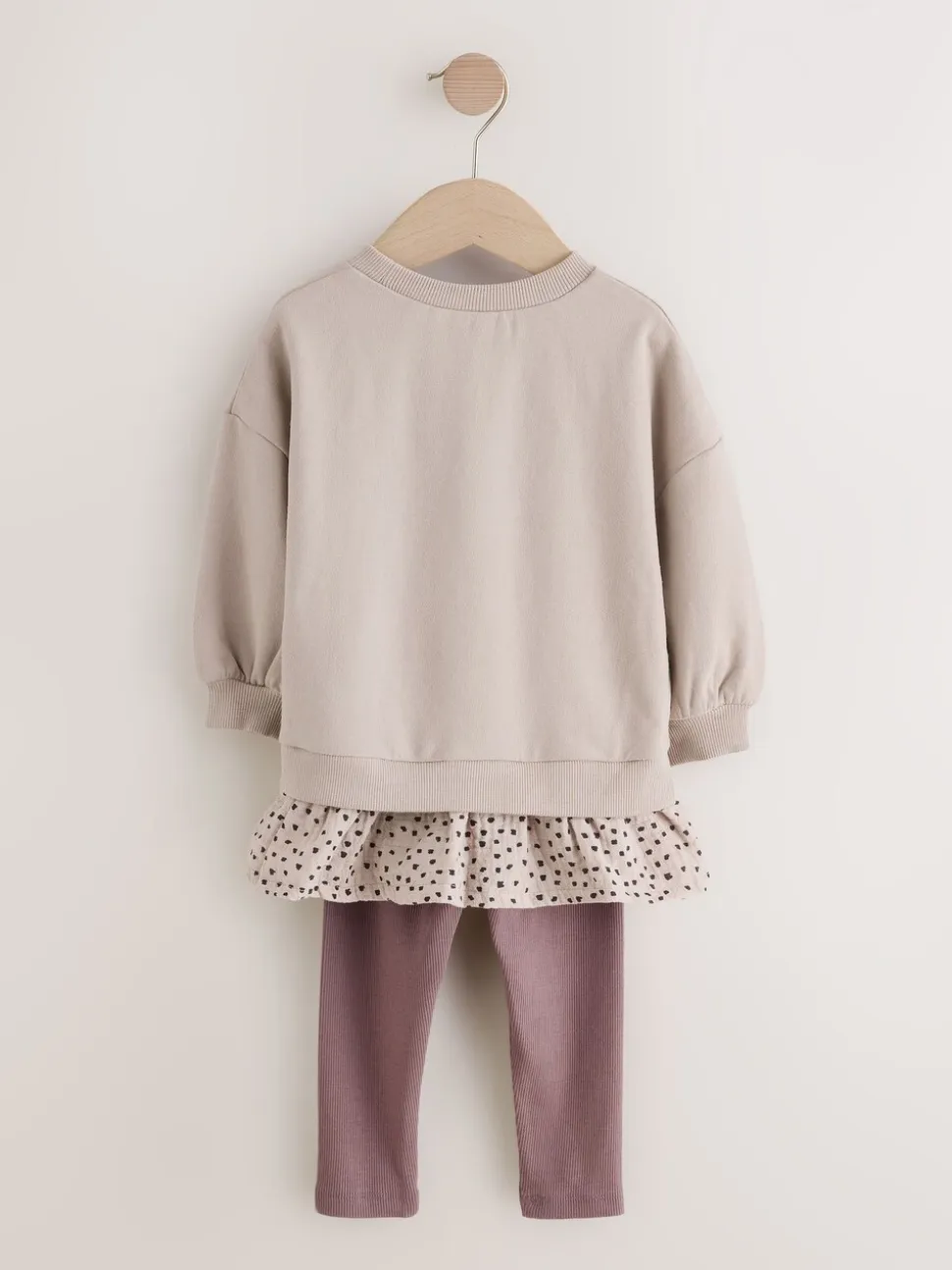 Naturel bruin - Set met top met lange mouwen en legging (3 mnd-7 jr)