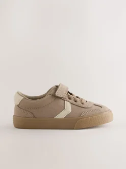 Naturel bruin - Sneakers met klittenbandsluiting en elastische veters