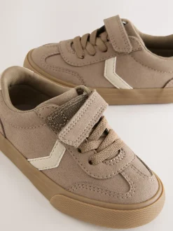 Naturel bruin - Sneakers met klittenbandsluiting en elastische veters