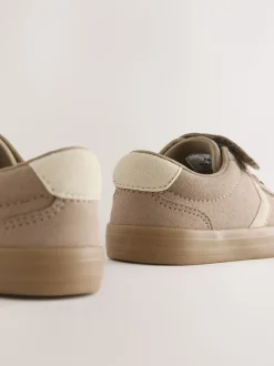 Naturel bruin - Sneakers met klittenbandsluiting en elastische veters