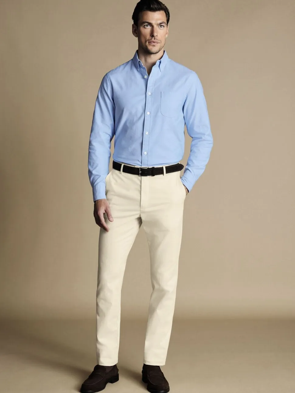 Naturel Cream - Charles Tyrwhitt Classic Fit ultimate chino zonder plooien