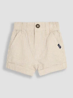 Naturel kiezelkleur - JoJo Maman Bébé Seersucker gestreepte short van 100% katoen