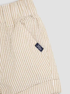 Naturel kiezelkleur - JoJo Maman Bébé Seersucker gestreepte short van 100% katoen