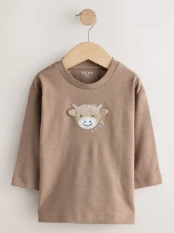 Naturel Lichtbruin Hamish - T-shirts met lange mouwen en dierenfiguurprint verpakking van 3 (3 mnd - 7 jr)