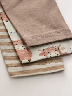 Naturel Lichtbruin Hamish - T-shirts met lange mouwen en dierenfiguurprint verpakking van 3 (3 mnd - 7 jr)