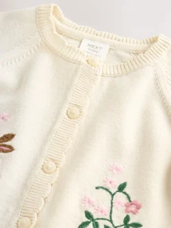 Naturel met borduursel - Baby Bunny Cardigan (0mths-3yrs)