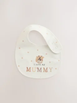 Naturel met figuurtje - I Love My Mummy/Daddy-babyslabbetjes 2 stuks