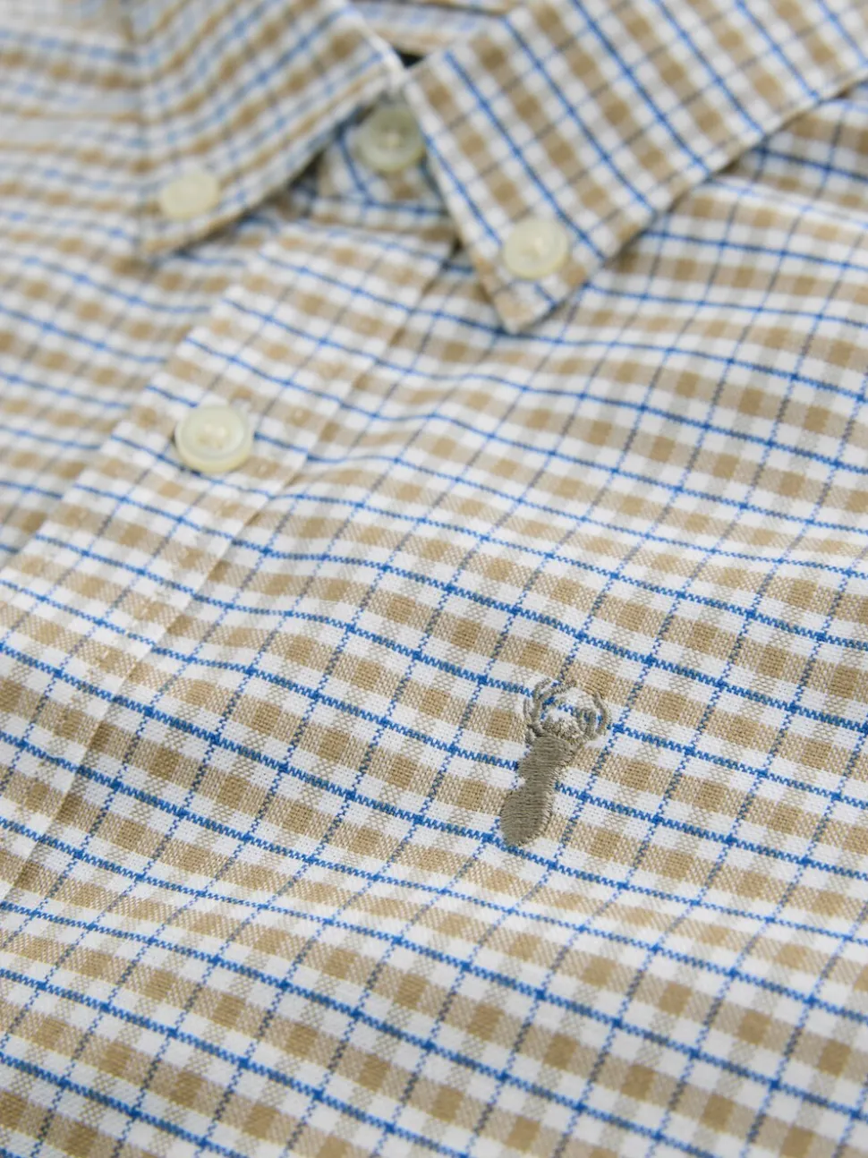 Naturel met gingham-ruit - Oxford overhemd (3-16 jr)
