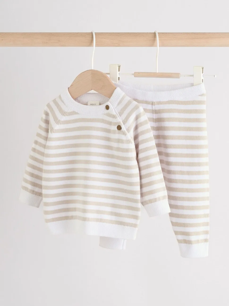 Naturel met strepen - Gebreide top- en leggingset (0 mnd - 2 jr)