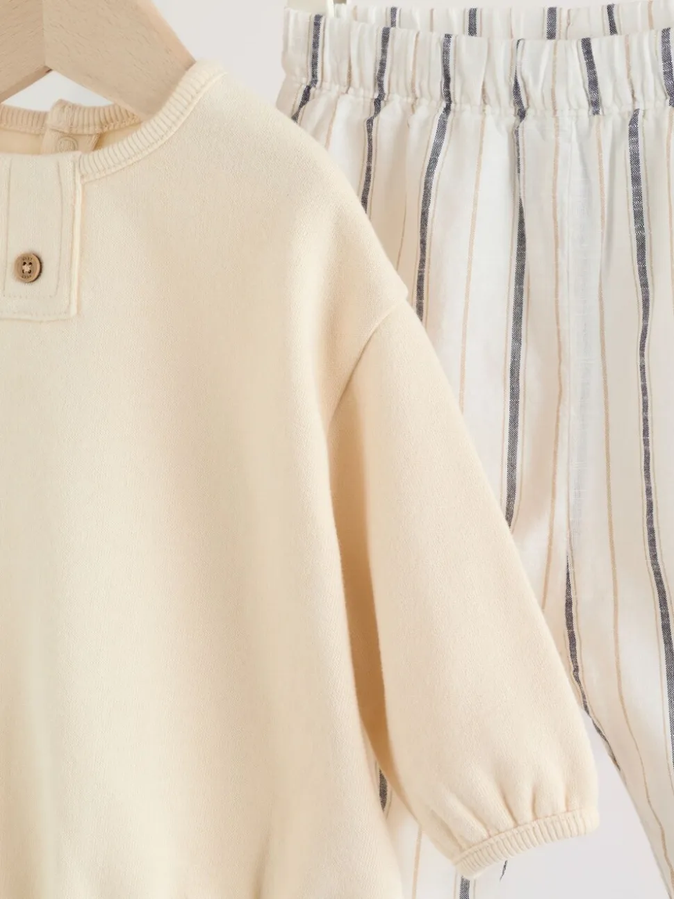 Naturel met strepen - Sweat Top and Trousers Baby Set (0mths-2yrs)