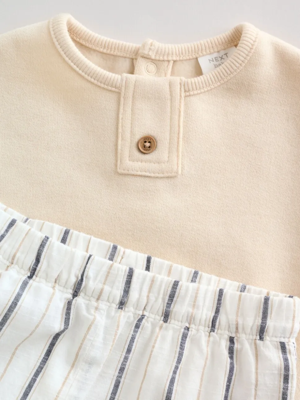 Naturel met strepen - Sweat Top and Trousers Baby Set (0mths-2yrs)