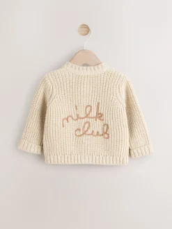 Naturel Milk Club - Grofgebreid babyvestje met borduursel