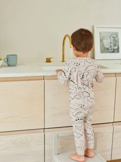 Naturel/zwart dinosaurus - Verpakking van 3 knusse pyjama's (9 mnd-10 jr)