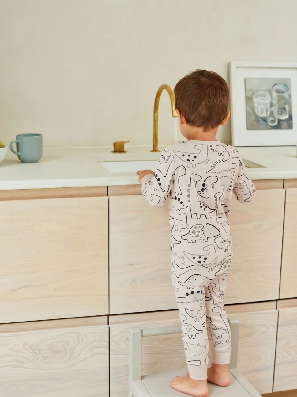 Naturel/zwart dinosaurus - Verpakking van 3 knusse pyjama's (9 mnd-10 jr)