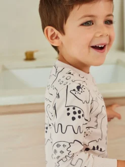 Naturel/zwart dinosaurus - Verpakking van 3 knusse pyjama's (9 mnd-10 jr)