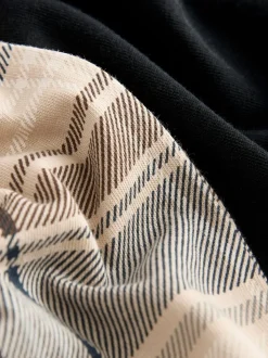 Naturel/zwart geruit - Jersey pyjama met korte mouwen