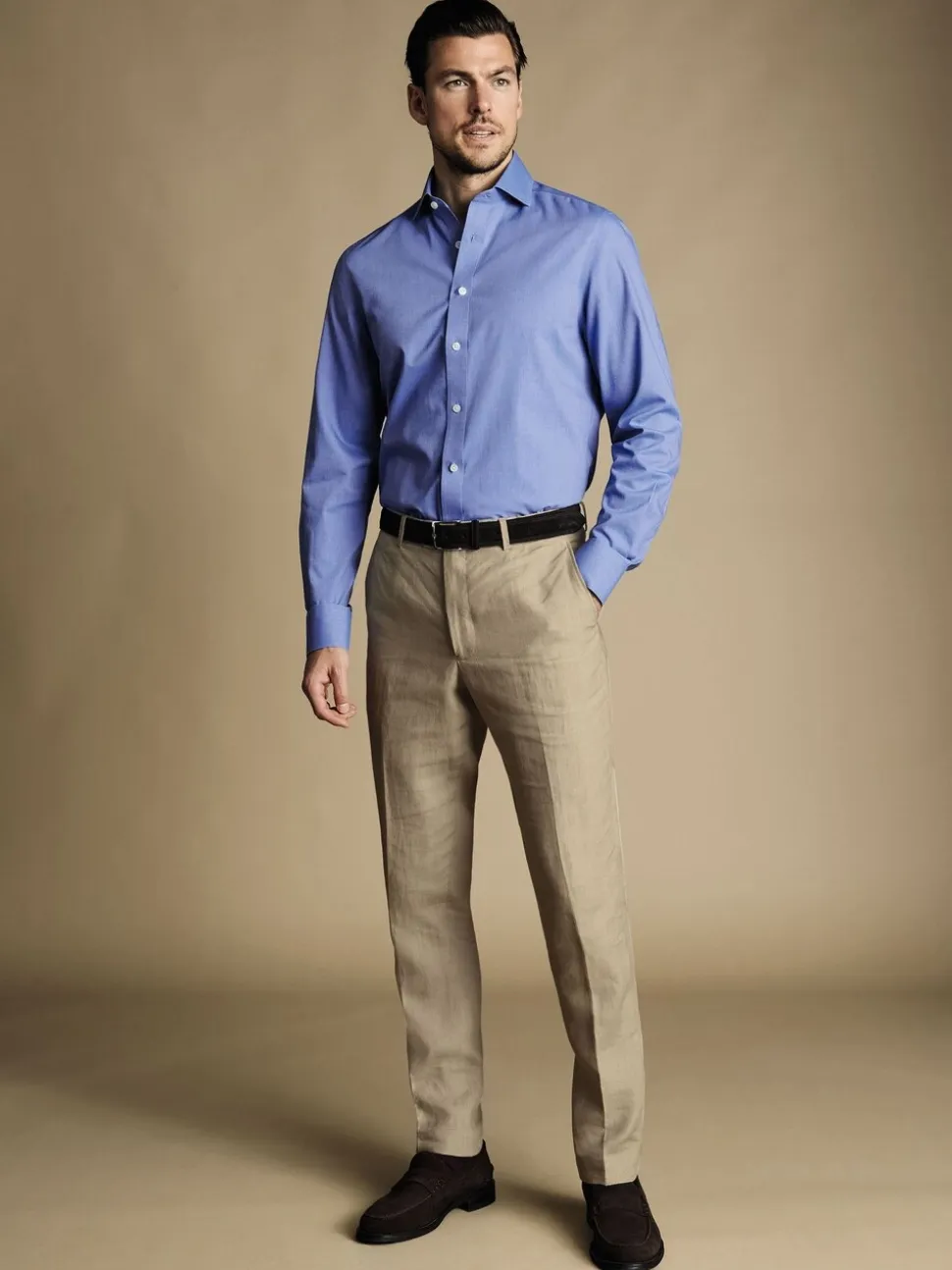 Natuurlijk - Charles Tyrwhitt slim fit 100% linnen broek