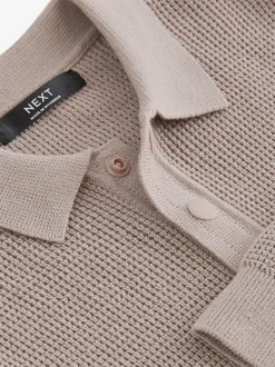 Natuurlijk - Poloshirt met textuur en lange mouwen (3-16jr)