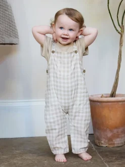 Natuurlijk - The Little Tailor Baby Woven Dungarees and T-Shirt Set