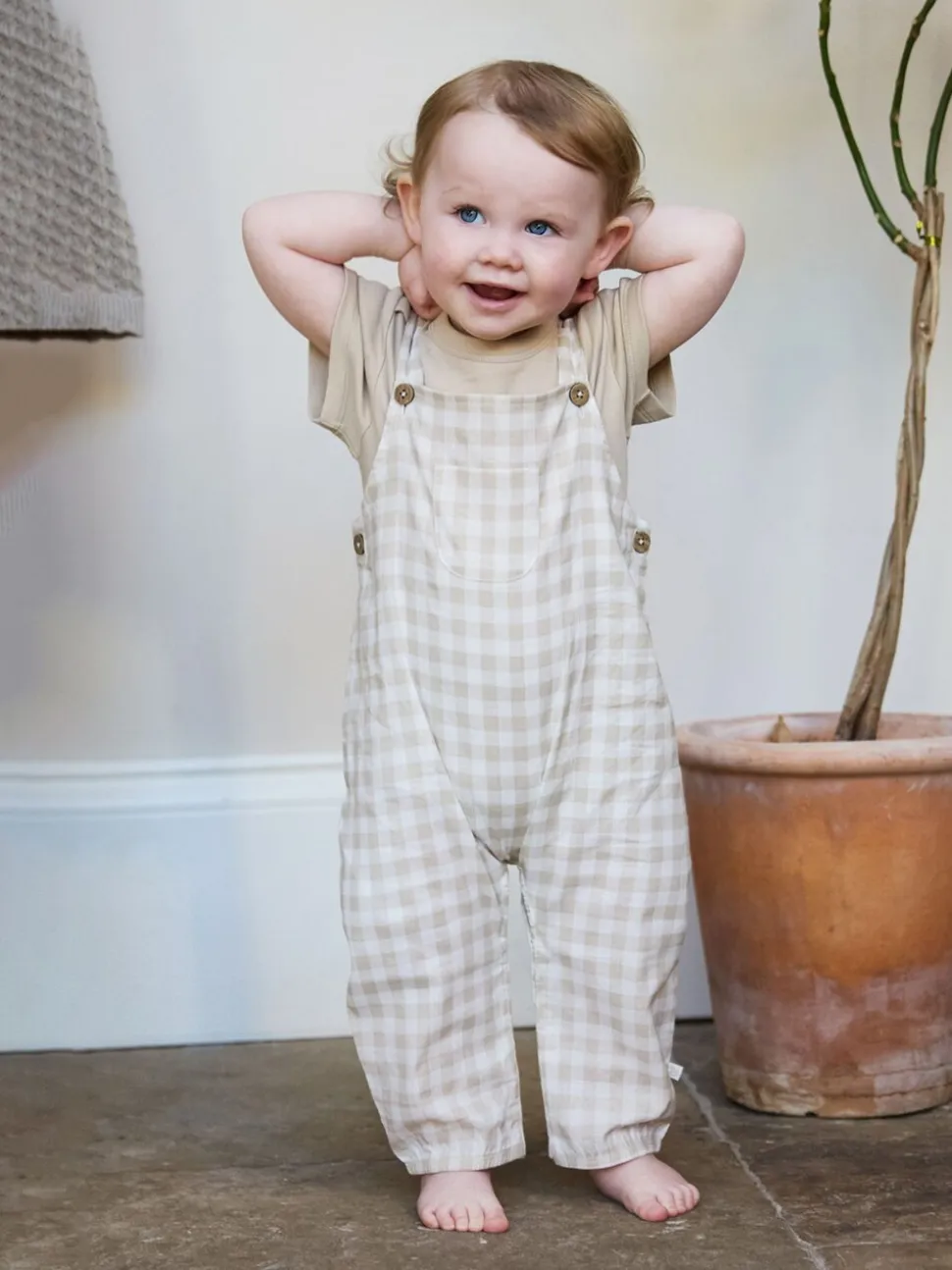 Natuurlijk - The Little Tailor Baby Woven Dungarees and T-Shirt Set