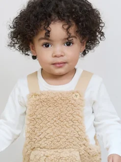 Natuurlijk - The Little Tailor - Set van dikke tuinbroek van sherpafleece en body voor baby's