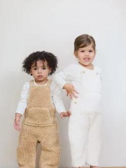 Natuurlijk - The Little Tailor - Set van dikke tuinbroek van sherpafleece en body voor baby's