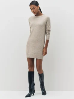 Natuurlijk - VERO MODA zacht aanvoelende gebreide trui-jurk met ronde hals