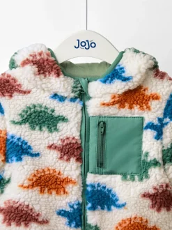 Natuurlijke Stegosaurus - JoJo Maman Bébé Checkerboard Hooded Borg Jacket