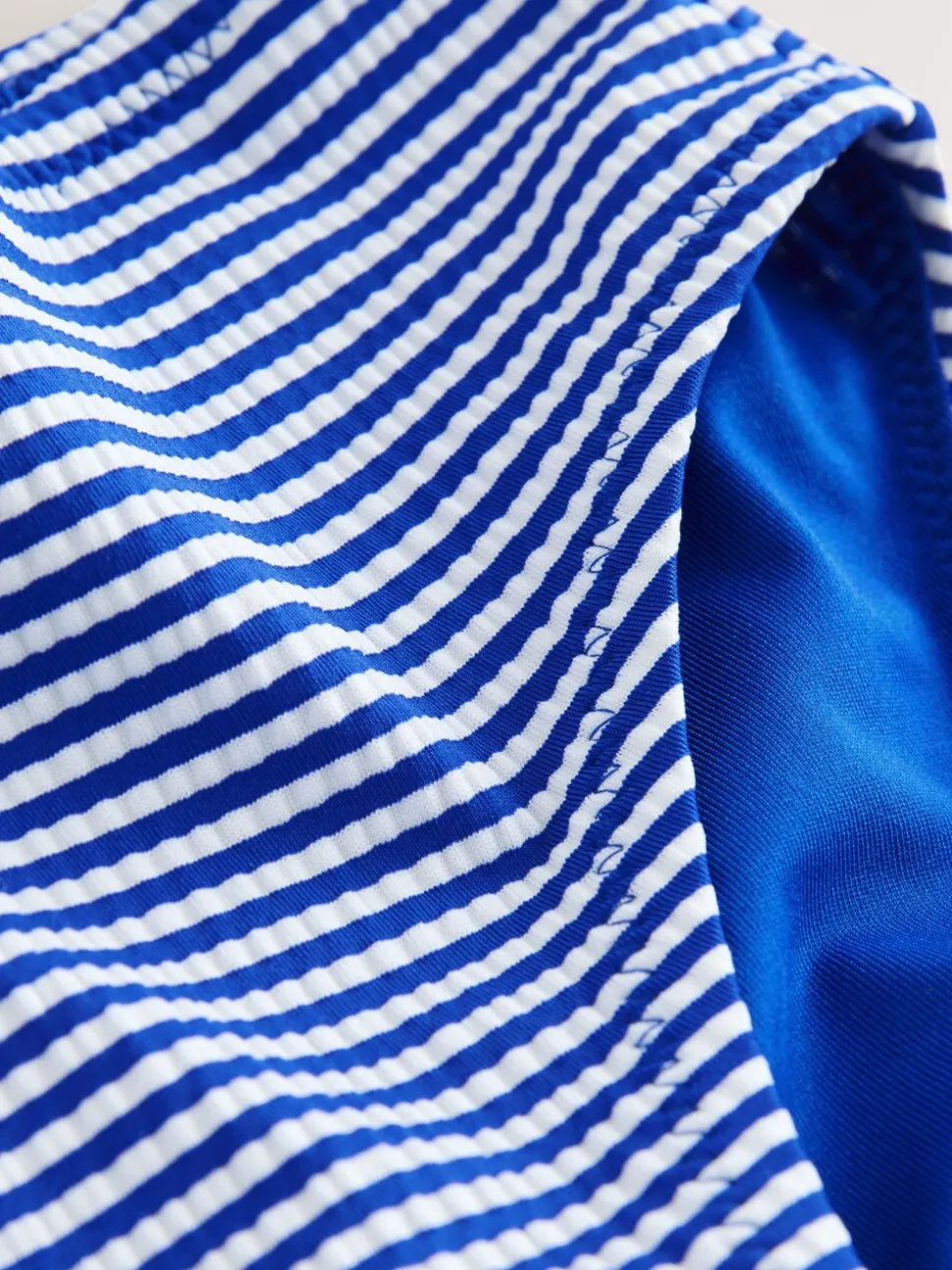 Navy Blue Cherry Stripe Crinkle - Bikini (3-16 jr)