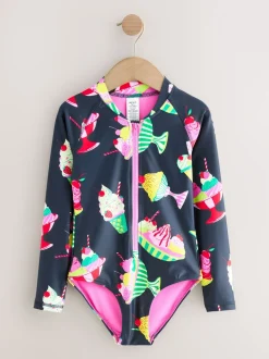 Navy Blue Ice Cream - Long Sleeve Sunsafe Swimsuit (3mths-16yrs)