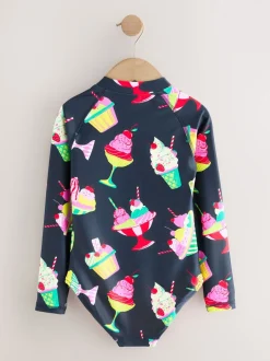 Navy Blue Ice Cream - Long Sleeve Sunsafe Swimsuit (3mths-16yrs)