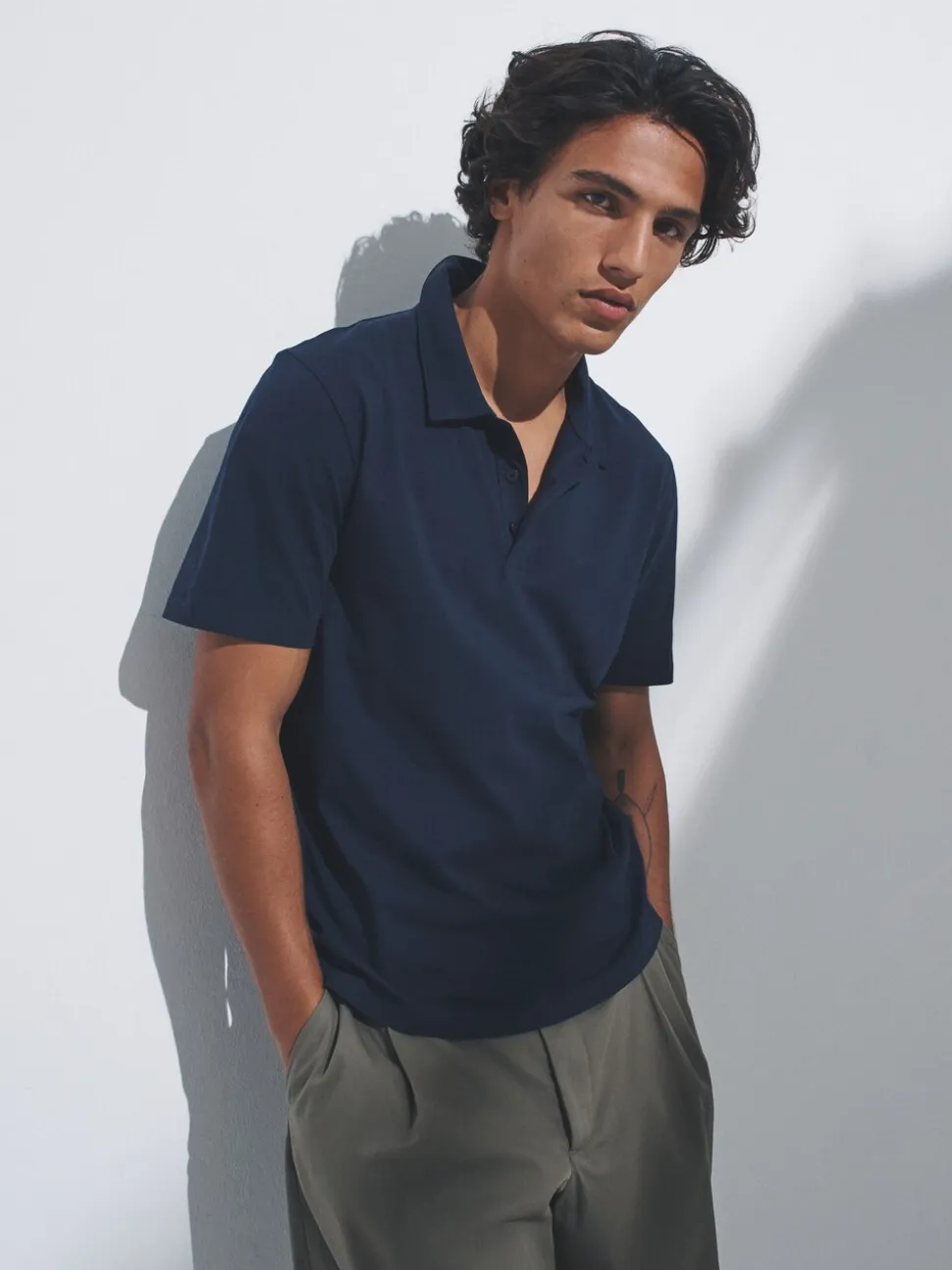 Navy Blue/Brown/White - The Set 3 Pack Short Sleeve Cotton Jersey Polo Shirts