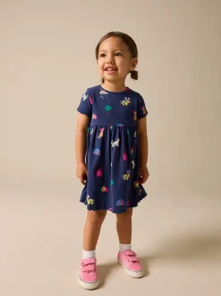 Navy Pets - Short Sleeve Ribbed Dress (3mths-7yrs)