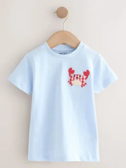 Navy Sea Animal - Verpakking van 3 T-shirts met korte mouwen en applicatie (3mnd-7jaar)
