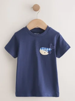 Navy Sea Animal - Verpakking van 3 T-shirts met korte mouwen en applicatie (3mnd-7jaar)