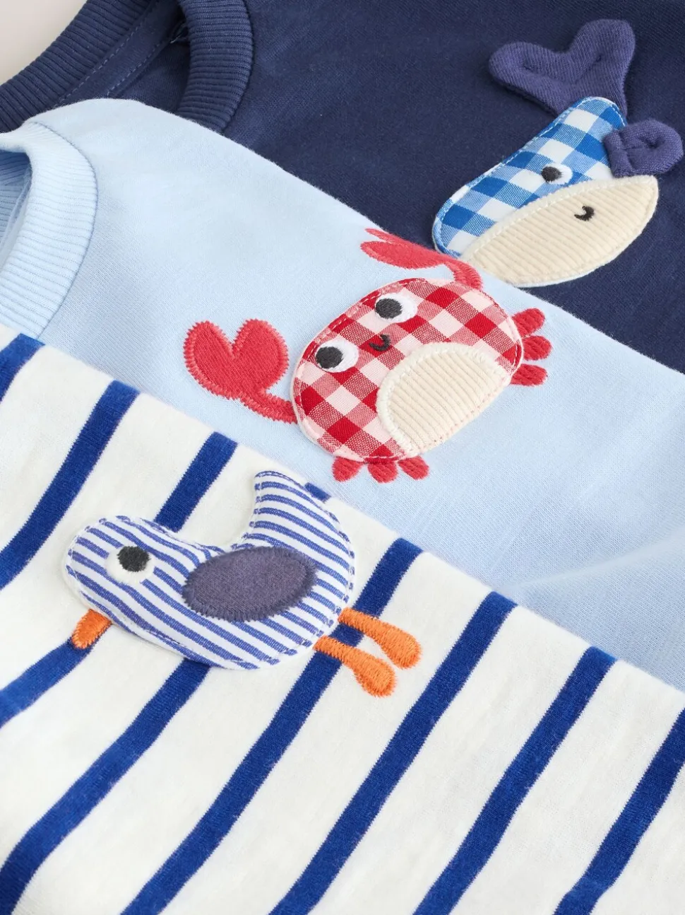 Navy Sea Animal - Verpakking van 3 T-shirts met korte mouwen en applicatie (3mnd-7jaar)