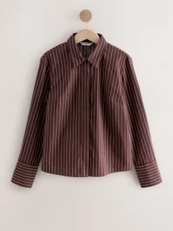 Navy Stripe/Burgundy Stripe - Fitted Stretch Essential Long Sleeve Shirts 2 Pack