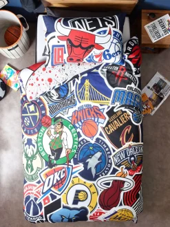 NBA 100% katoenen Dekbedovertrek en kussensloop Set voor eenpersoonsbed