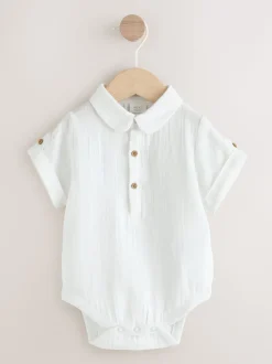 Neutraal - 3 -delige babyset van overhemd, broek en bretels (0mnd-2jr)