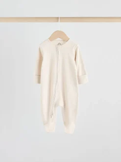 Neutraal - 5 Verpakking van babypyjama's met tweewegrits en voetjes (0-2jr)