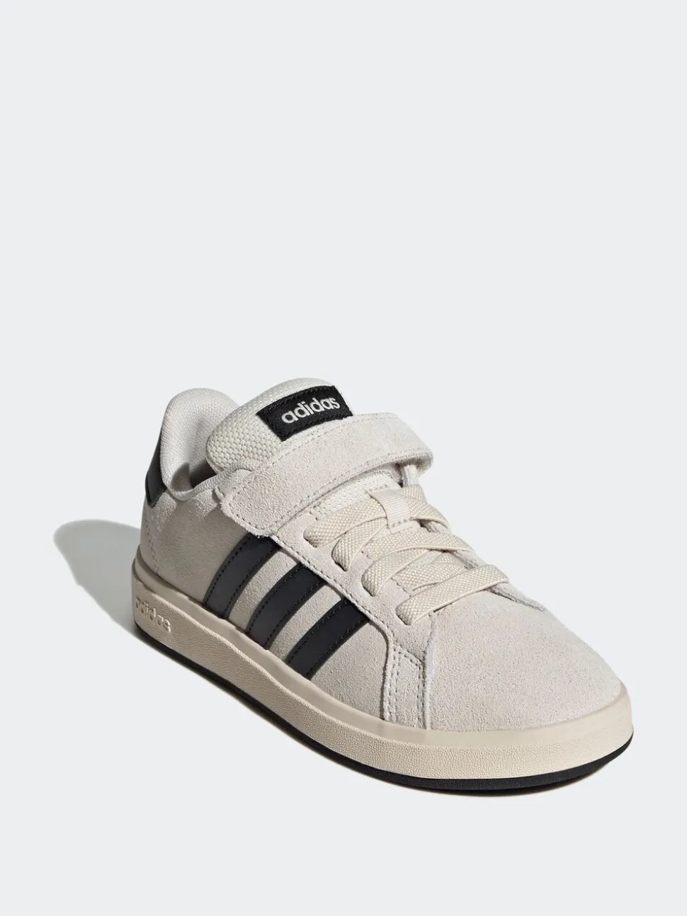 Neutraal - adidas Grand Court 00suède kindersneakers met elastische veters