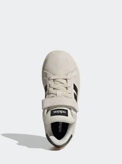 Neutraal - adidas Grand Court 00suède kindersneakers met elastische veters
