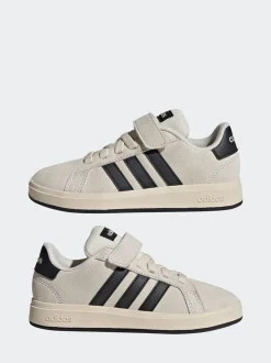 Neutraal - adidas Grand Court 00suède kindersneakers met elastische veters