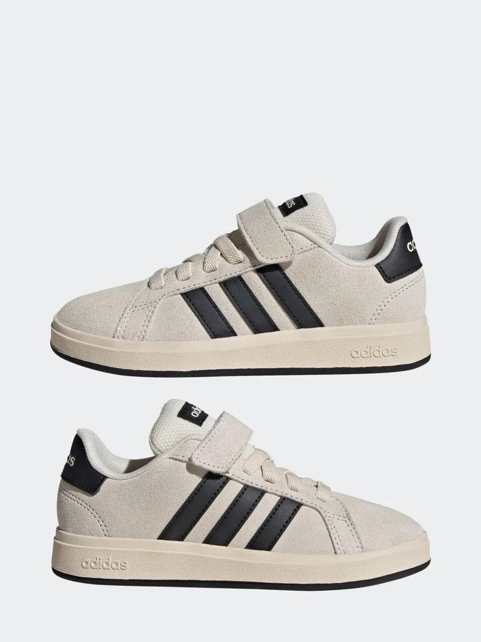 Neutraal - adidas Grand Court 00suède kindersneakers met elastische veters