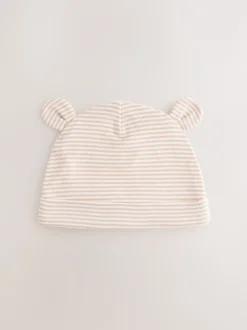 Neutraal - Baby 100% katoenen beanie-mutsen set van 3 (0-12mnd)