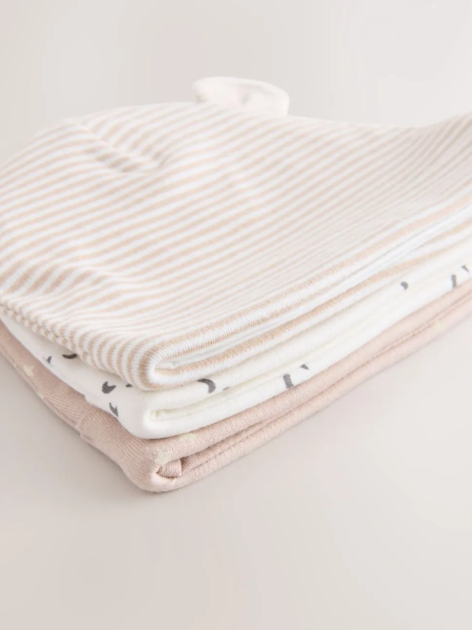 Neutraal - Baby 100% katoenen beanie-mutsen set van 3 (0-12mnd)