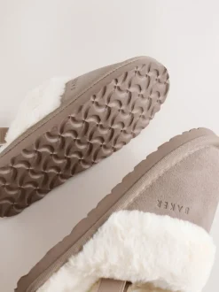 Neutraal - Baker by Ted Baker Meisjes suède Pantoffelmuiltjes van imitatiebont met Strik