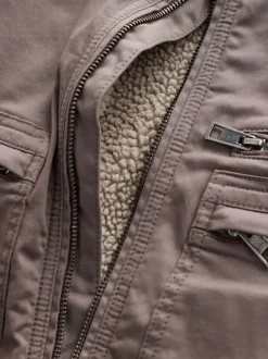 Neutraal - Borg Lined Zip Through Funnel Jacket